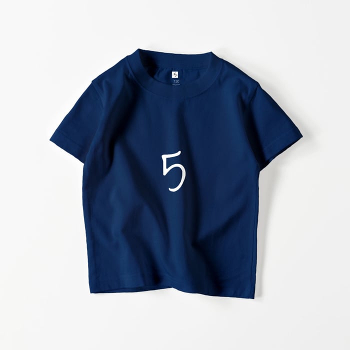 5キッズブルーT 　キッズ　子供　幼児　Tシャツ　カットソー　トップス　ブルー　青　コットン　AM-kd-06