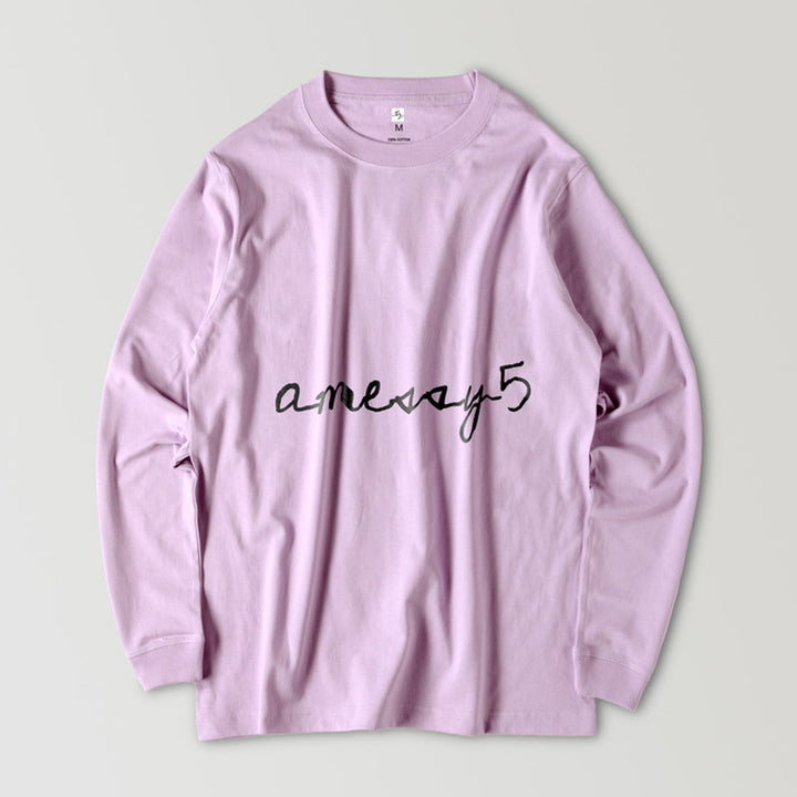 ameパステルカラーパープルロングスリーブカットソー　メンズ　レディース　 Tシャツ　カットソー　トップス　パープル　コットン　ルームウエア　AM-rs2-01