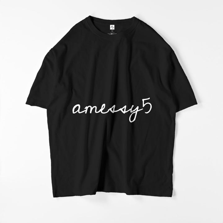 ameビッグシルエットくろ T 　メンズ　レディース　 Tシャツ　カットソー　トップス　黒　ブラック　コットン　ルームウエア　AM-bst03